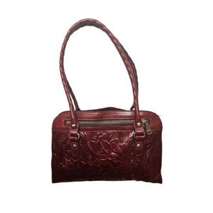 Patricia Nash Burgundy Embossed Leather Satchel